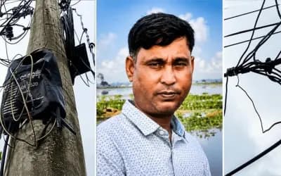 সিরাজগঞ্জে পল্লী বিদ্যুতের খুঁটিতে অনুমোদনহীন ‘সরকার নেট’ রাউটার