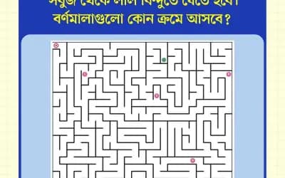 লাল বিন্দুতে পৌঁছাতে হলে বর্ণমালাগুলো ঠিক কোন ক্রমানুসারে পার হতে হবে?