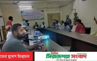 কাজিপুরে ব্যবস্থাপনা কমিটির সভা শুরুর পূর্বে হাসপাতালের বিভিন্ন বিভাগ ও কার্যক্রম পরিদর্শন করেন এমপি সেলিম রেজা