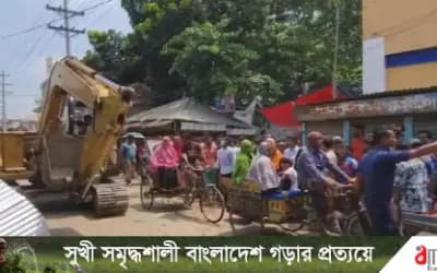 শাহজাদপুরে অবৈধ স্থাপনা উচ্ছেদ অভিযান