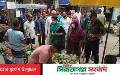 বেলকুচিতে যানজট নিরসনে অবৈধ দোকানপাট উচ্ছেদ অভিযান