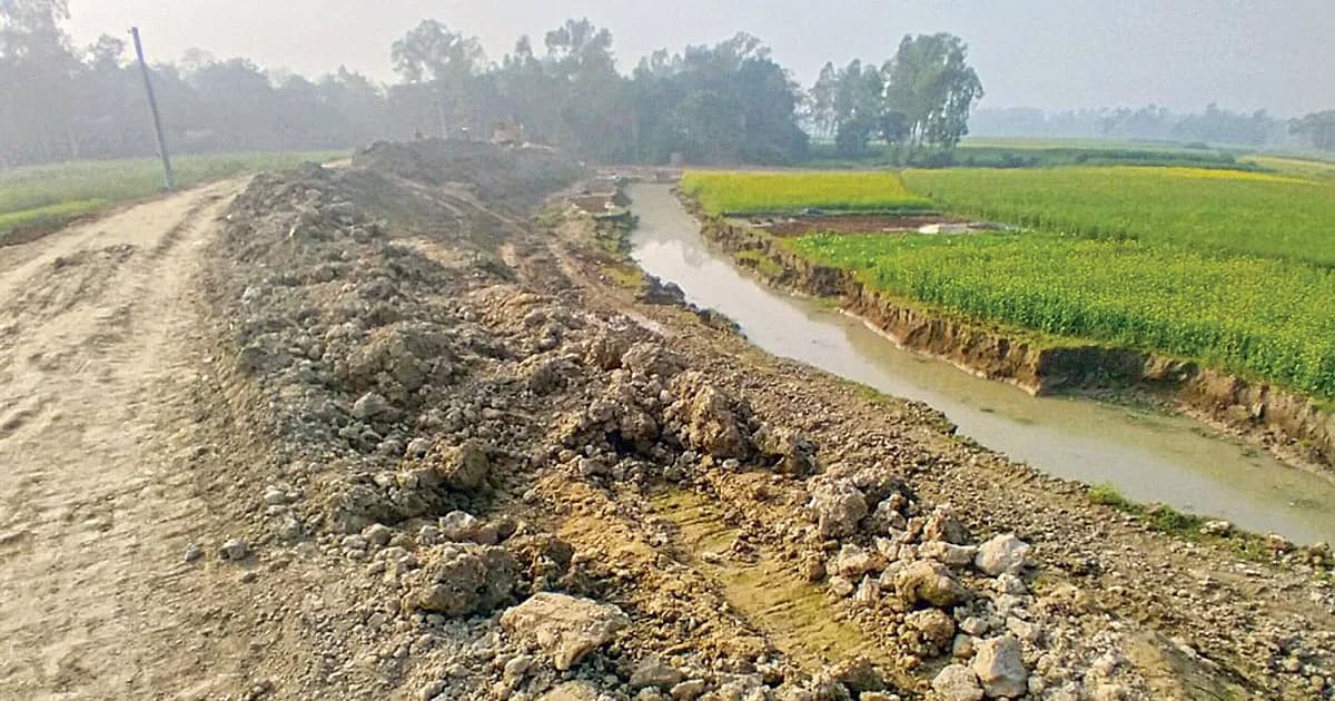 ফসলি জমির মাটি কেটে রাস্তা সংস্কার