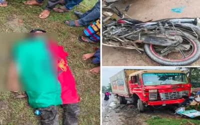 সিরাজগঞ্জের উল্লাপাড়ায় ট্রাকচাপায় মোটরসাইকেল আরোহী নিহত