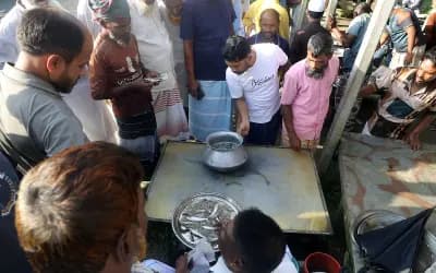 ভোরে তাজা মাছ নিয়ে বসে হাট