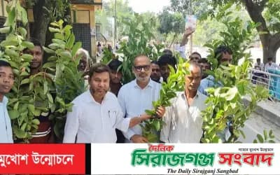 শাহজাদপুরে বিআরডিবির উদ্যোগে সমিতির সদস্যদের ঋণ ও গাছের চারা বিতরণ