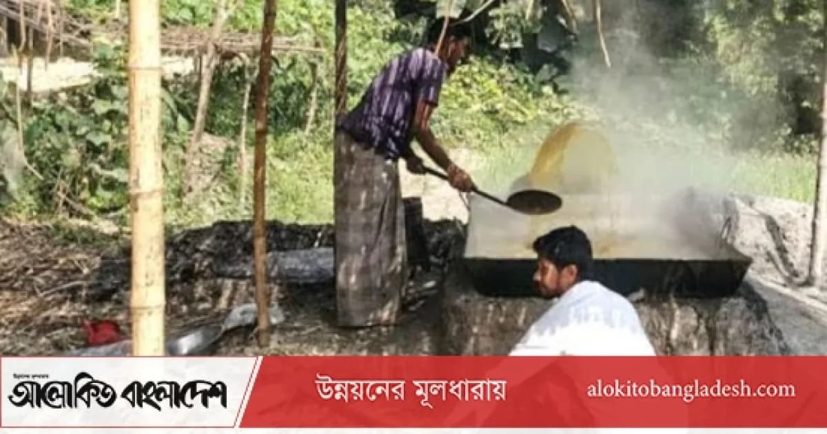 সিরাজগঞ্জে আখের বাম্পার ফলন, শীতের শুরুতেই গুড় তৈরি