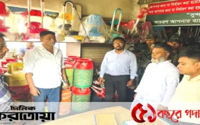 সিরাজগঞ্জে বেশি দামে গ্যাস সিলিন্ডার বিক্রির অপরাধে জরিমানা