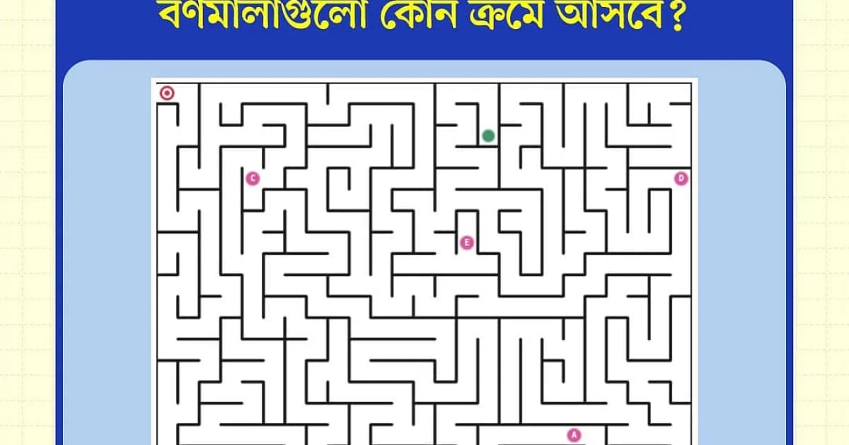 লাল বিন্দুতে পৌঁছাতে হলে বর্ণমালাগুলো ঠিক কোন ক্রমানুসারে পার হতে হবে?