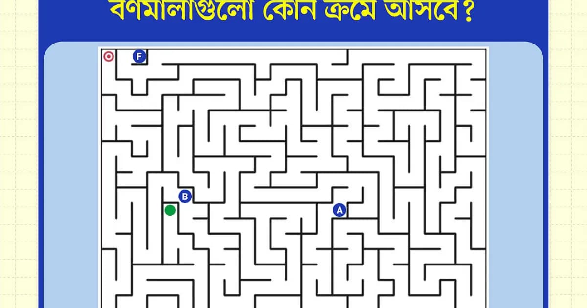 লাল বিন্দুতে পৌঁছাতে হলে বর্ণমালাগুলো ঠিক কোন ক্রমানুসারে পার হতে হবে