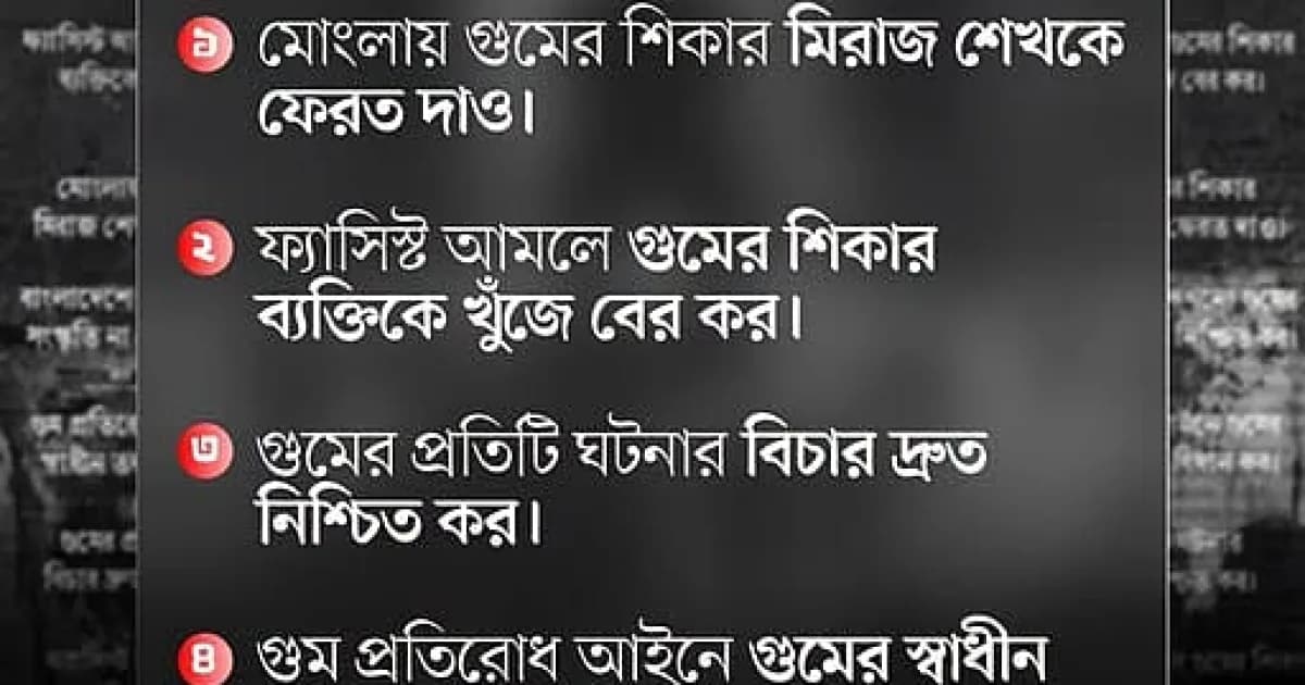 আন্তর্জাতিক গুম প্রতিরোধ দিবসে পাঁচ দফা দাবি এনসিপির